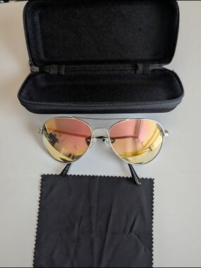 Aviator Mirrored Sunglasses in Rose-Gold Gradient - Women Accessories